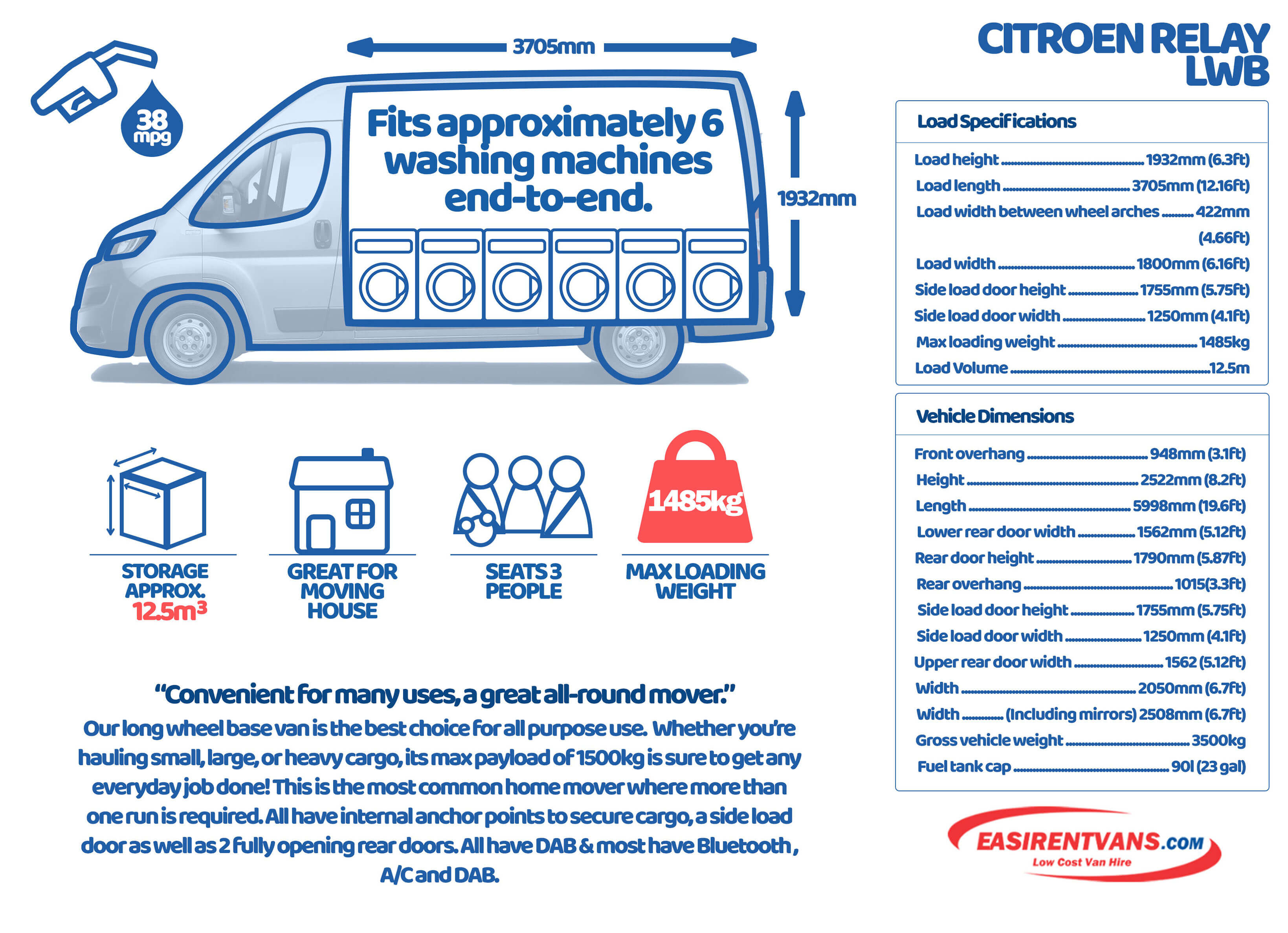Citroen Relay Van Hire [LWB] Easirent Vans